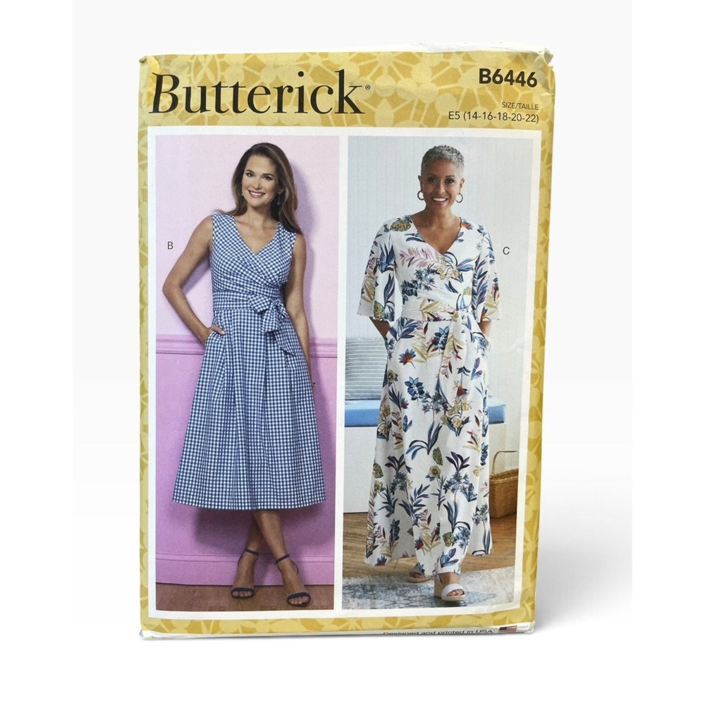 Butterick B6446 Sewing Pattern Misses Size 14-22 Multi Wrap Dress Sash Uncut